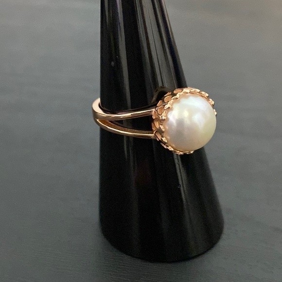 🟡 SALE Rose Gold Over Sterling Silver Pearl Ring Size 7.75 - Picture 1 of 9